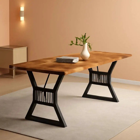 70.8 Inch Farmhouse Dining Table With Heavy Duty Metal Legs from PriceLows™