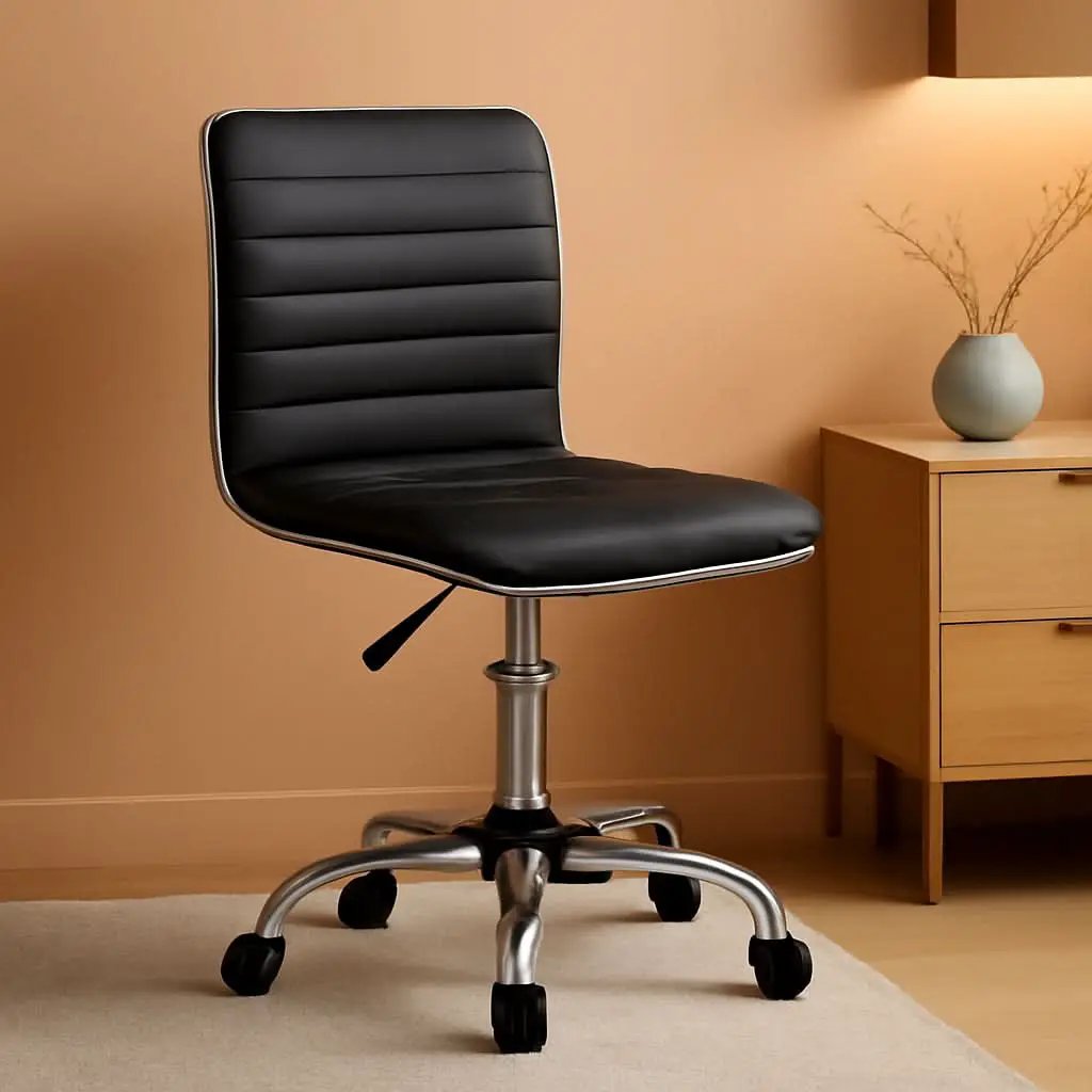 Adjustable Armless PU Leather Office Chair Swivel Black from PriceLows™