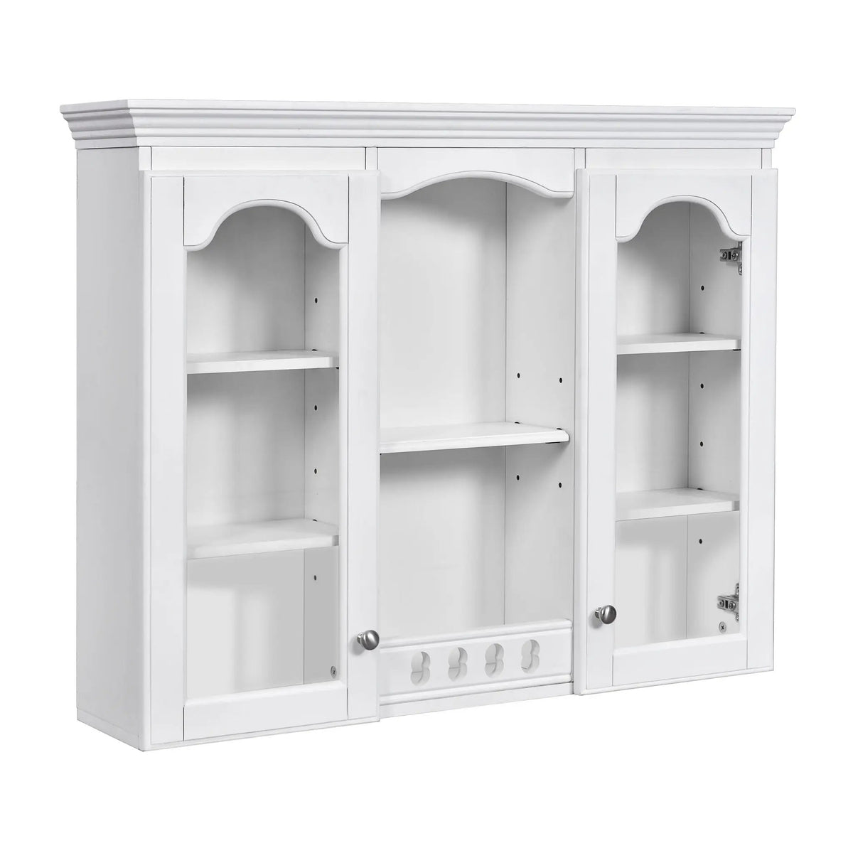 Wall-Mounted Medicine Cabinet | 2 Glass Doors | Adjustable Shelves | White