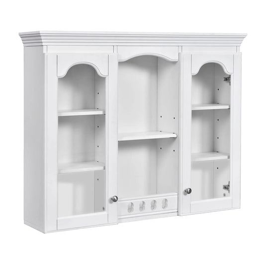 Wall-Mounted Medicine Cabinet | 2 Glass Doors | Adjustable Shelves | White