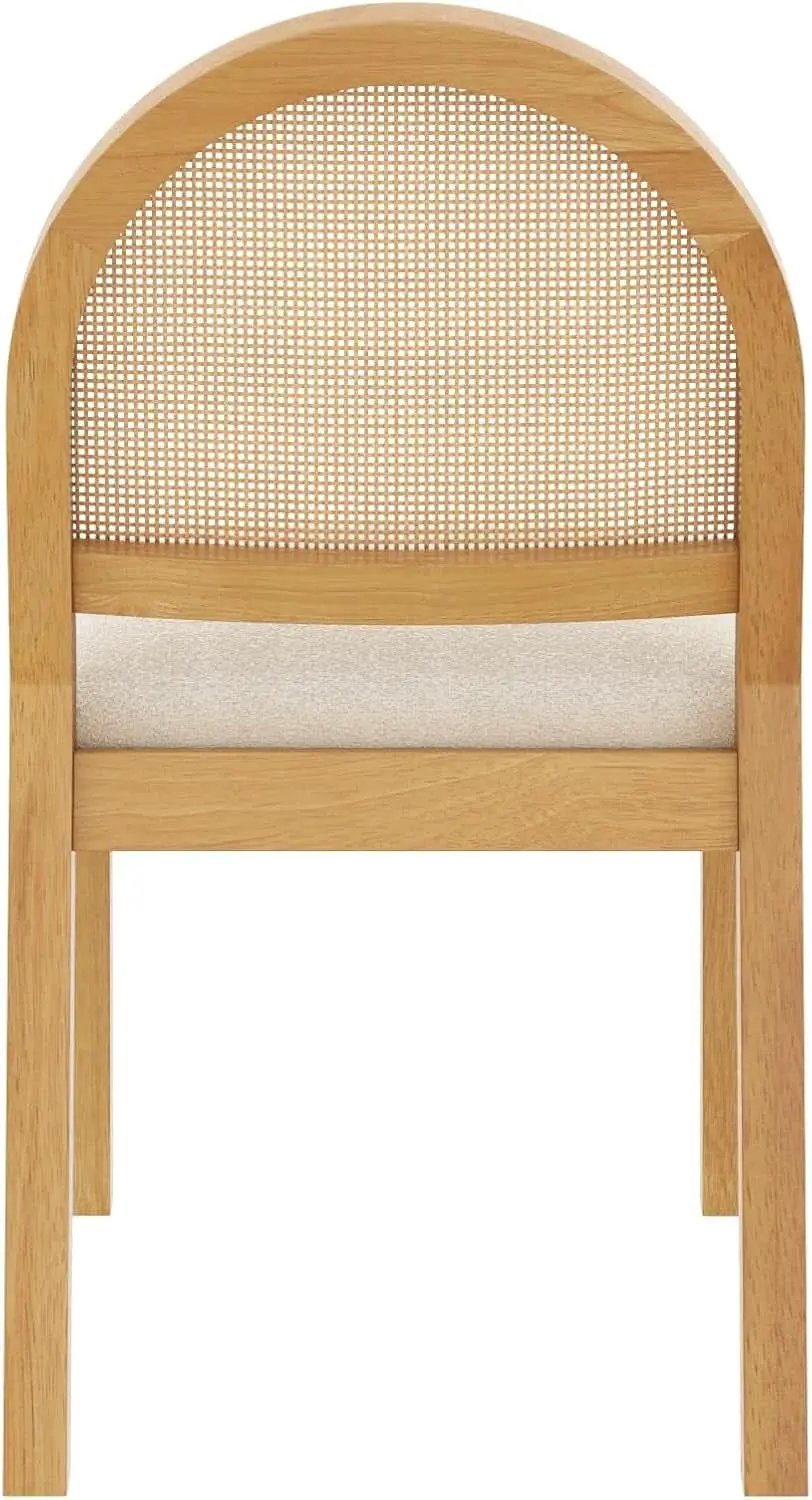 Bailey 19 Inch Boucle Dining Chair With Rattan Back And Wood Legs from PriceLows™