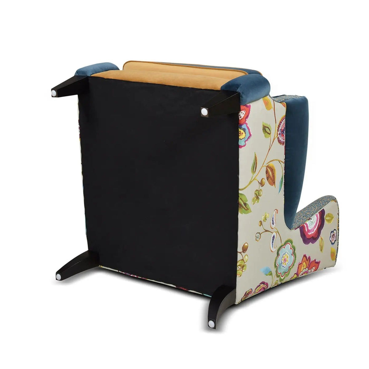 Anya Boho Chic Wingback Accent Arm Chair | 34 x 36 x 38.5 in | Velvet & Fabric | Floral / Leopard / Blue Teal / Yellow Gold
