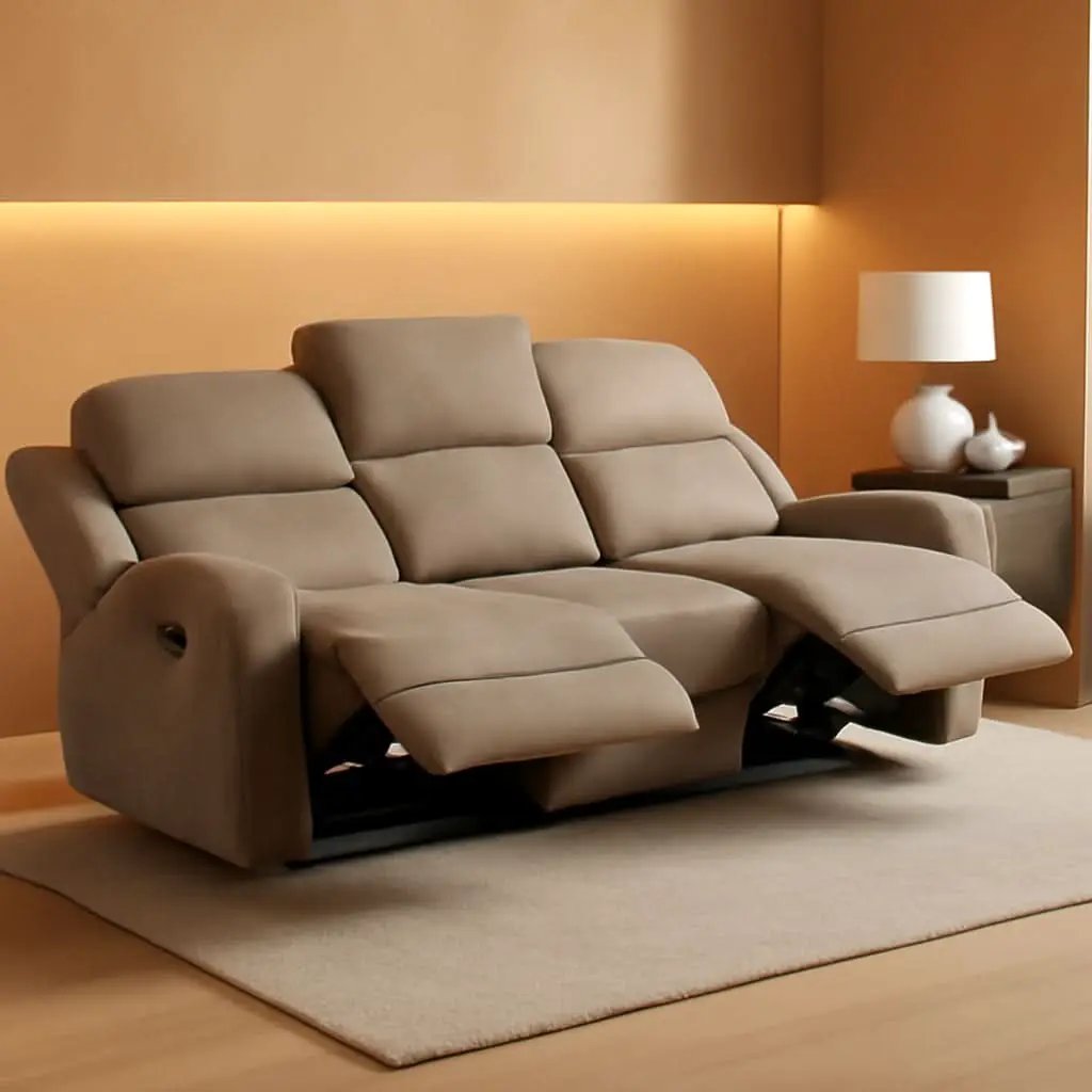 84.5 Inch Brown Recliner Couch Living Sofa Home Theater from PriceLows™