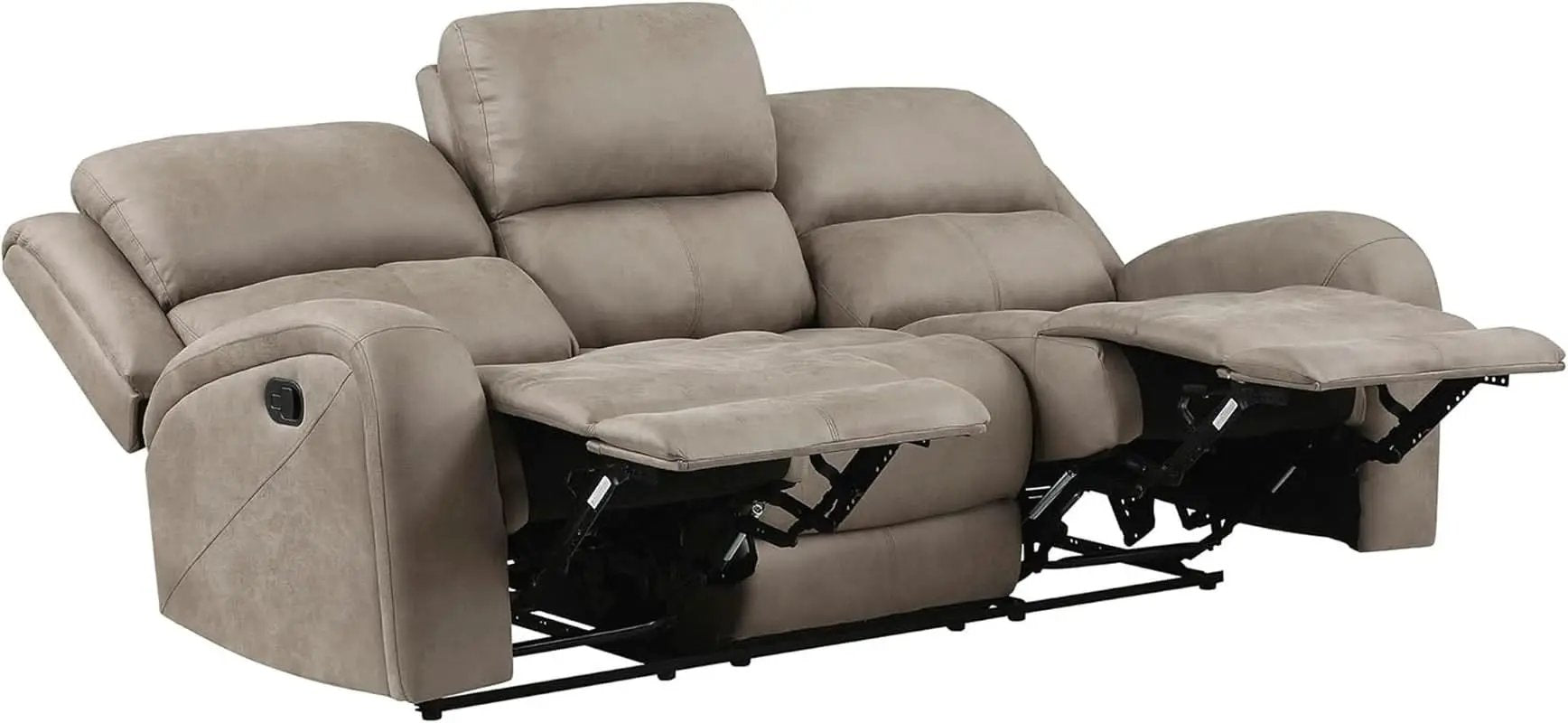 Polished Microfiber Manual Reclining Sofa Set Brown 3 Piece from PriceLows™