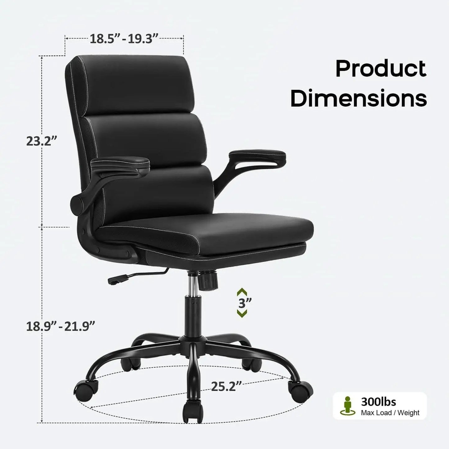 Bonded Leather Office Chair With Flip Up Arms Black from PriceLows™