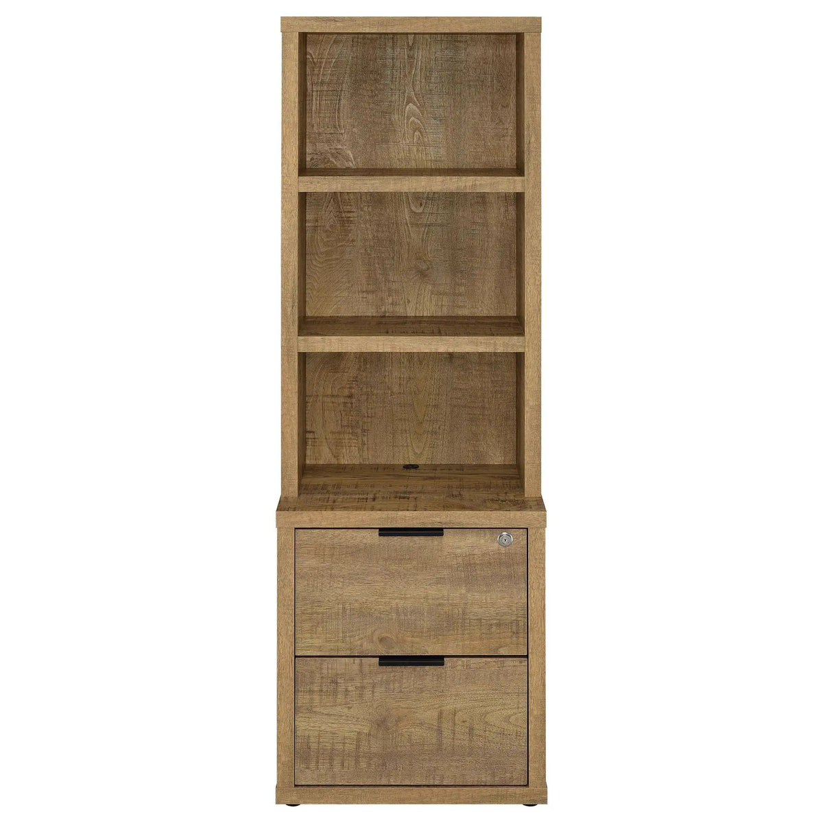 Westpark 3-shelf Bookcase USB and Lockable Drawer Mango | 19.75 x 15.5 x 61.25 in | Engineered Wood & Veneer | Home Office