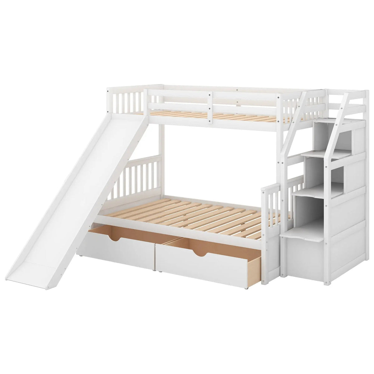 Bunk Bed | Storage Staircase | Slide | Desk With Drawers