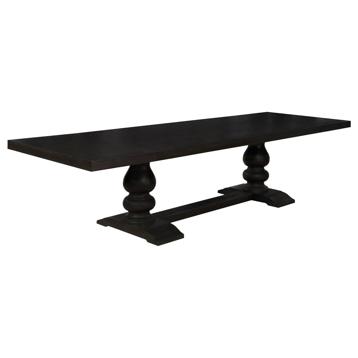 Phelps 123-inch Extension Leaf Dining Table Distressed Noir | 94.75 x 42 x 30 in | Rubberwood & Engineered Wood | Dining Room