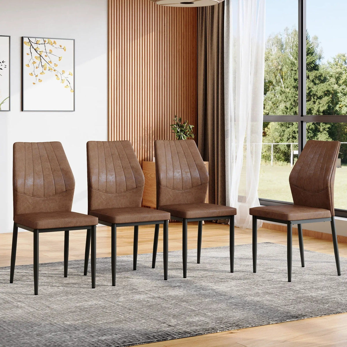Dining Chairs With Shell Pattern, Comfort And Style Chair Set | 2 Pieces | Fabric & Metal | Dining Room