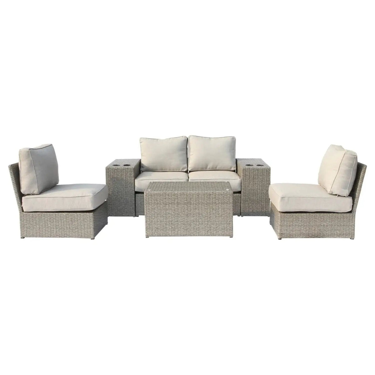 Modular Wicker Patio Seating Group | HDPE Wicker | Rustproof Aluminum Frame | 10 Thick Cushions