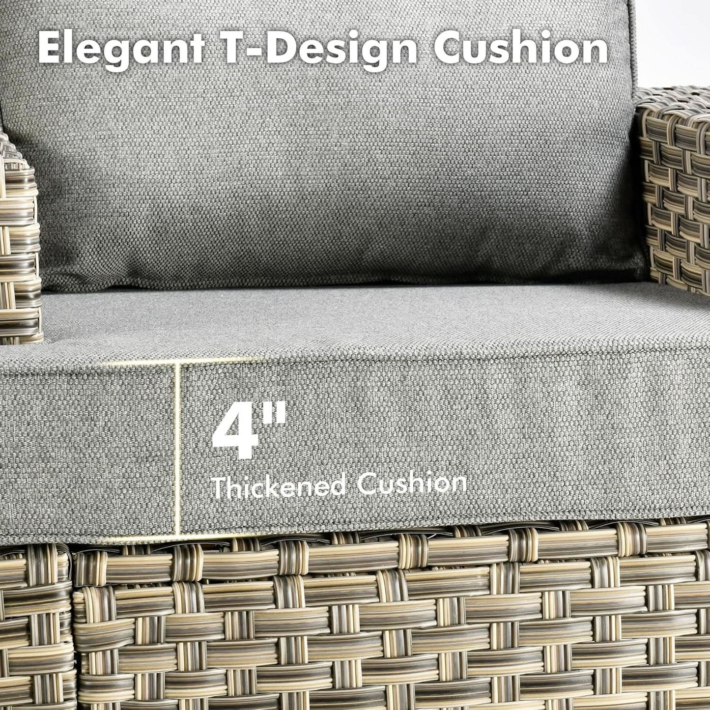 Dark Gray Wicker Patio Furniture Set 6 Pieces Cushioned from PriceLows™