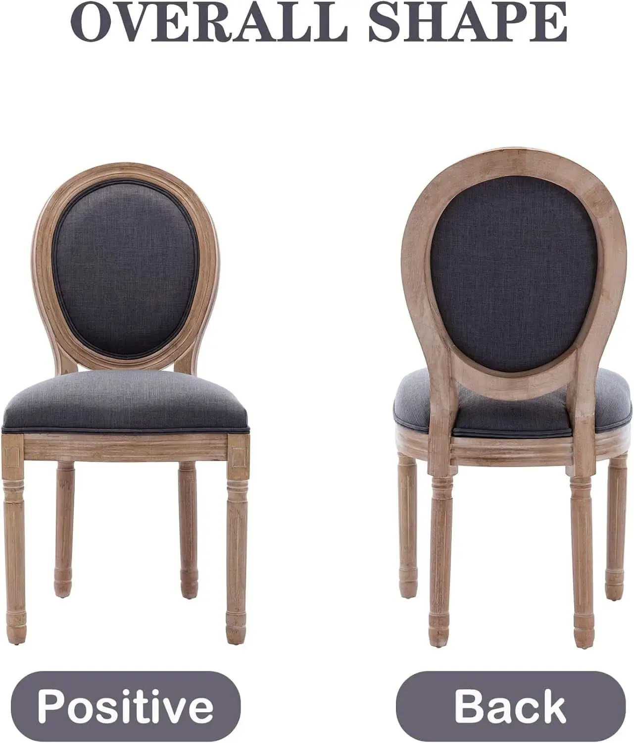 French Country Dining Chairs Set of 4 Oak Wood Round Back from PriceLows™