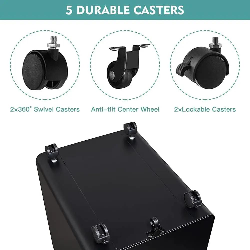 Mobile 3 Drawer Filing Cabinet With Lock Black Rolling from PriceLows™