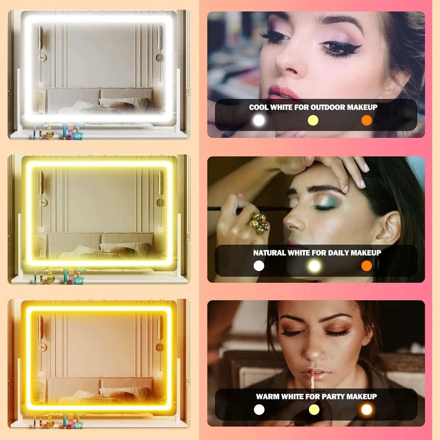 Lighted Makeup Mirror 17.3x13 Inch With 5X Magnification And LED Lights from PriceLows™