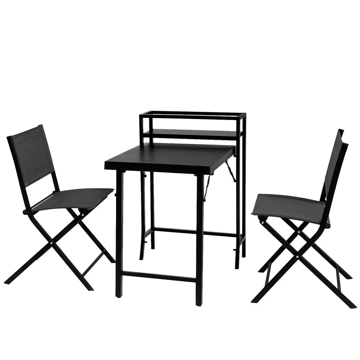 3-Piece Patio Bistro Set | Foldable Table And Chairs | Powder-Coated Steel Frame | Sling Chairs