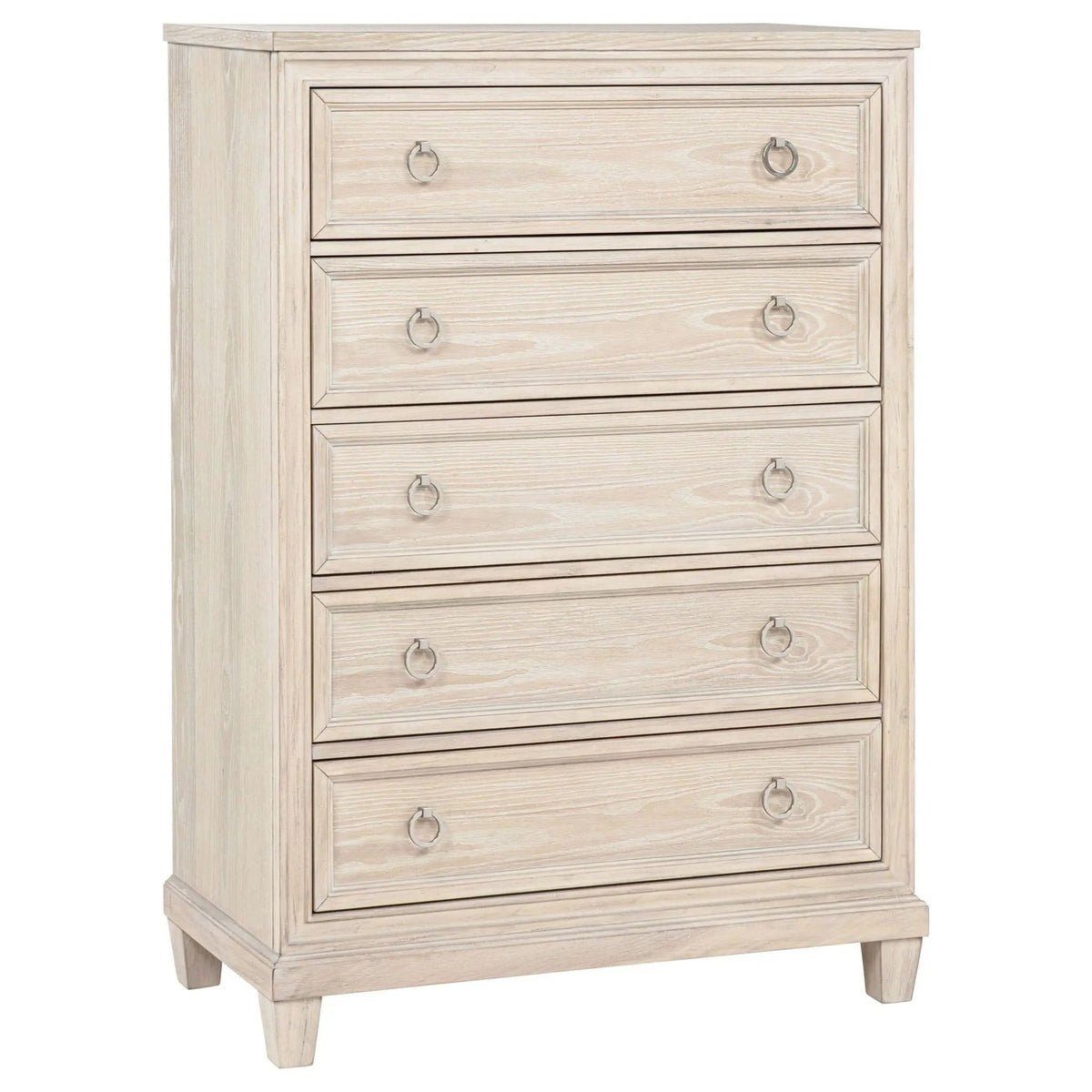 Pembroke 5-drawer Chest of Drawers Washed | 36.5 x 18.25 x 52 in | Wood | Oak
