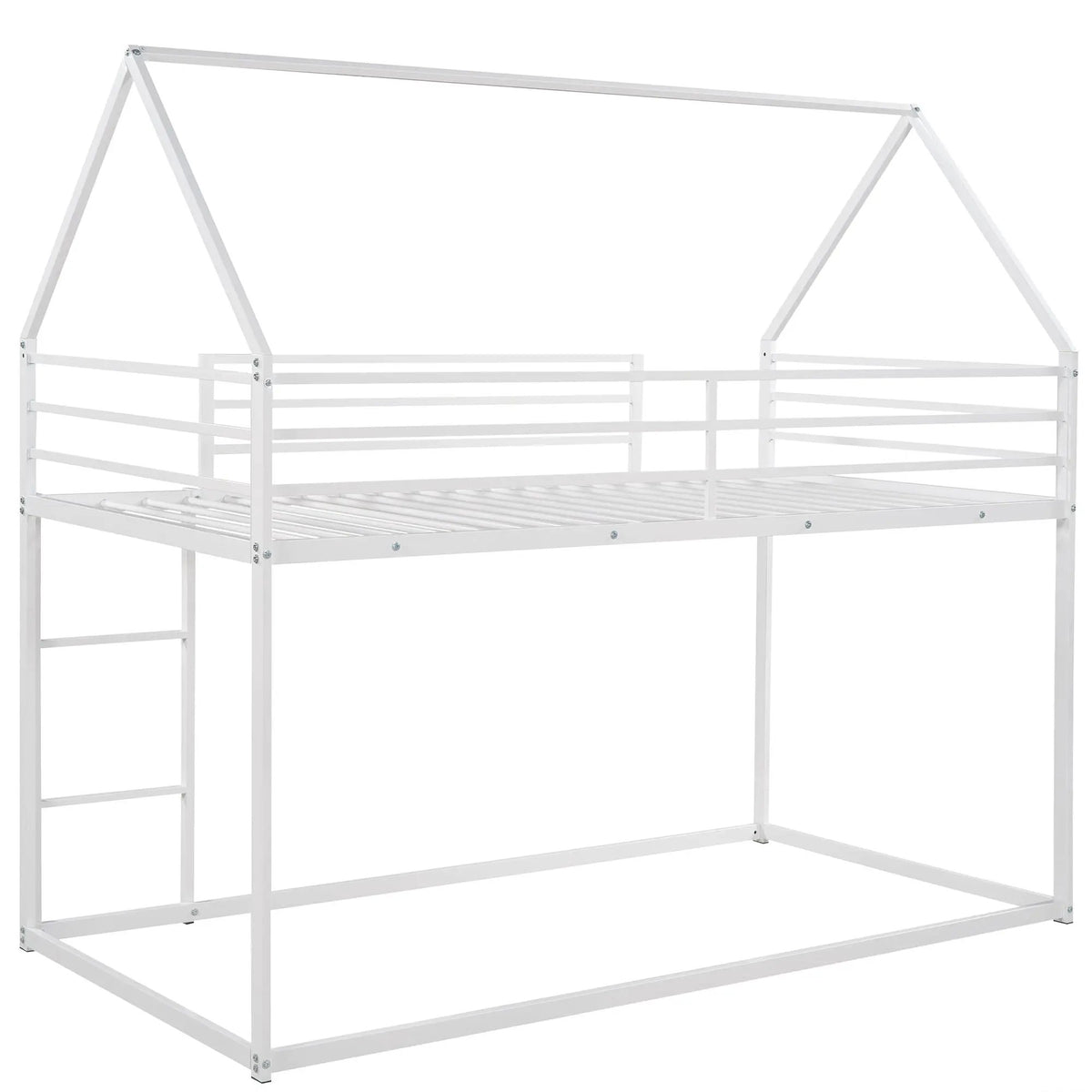House Bunk Bed | With Built In Slide | Solid Metal Frame | Twin Over Twin