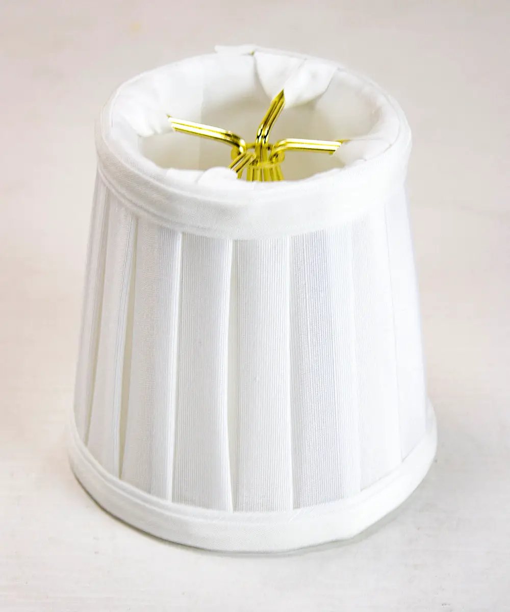 Candelabra Lamp Shades | Set Of 6 | White Pleated Clip On | 4W X 4H Down