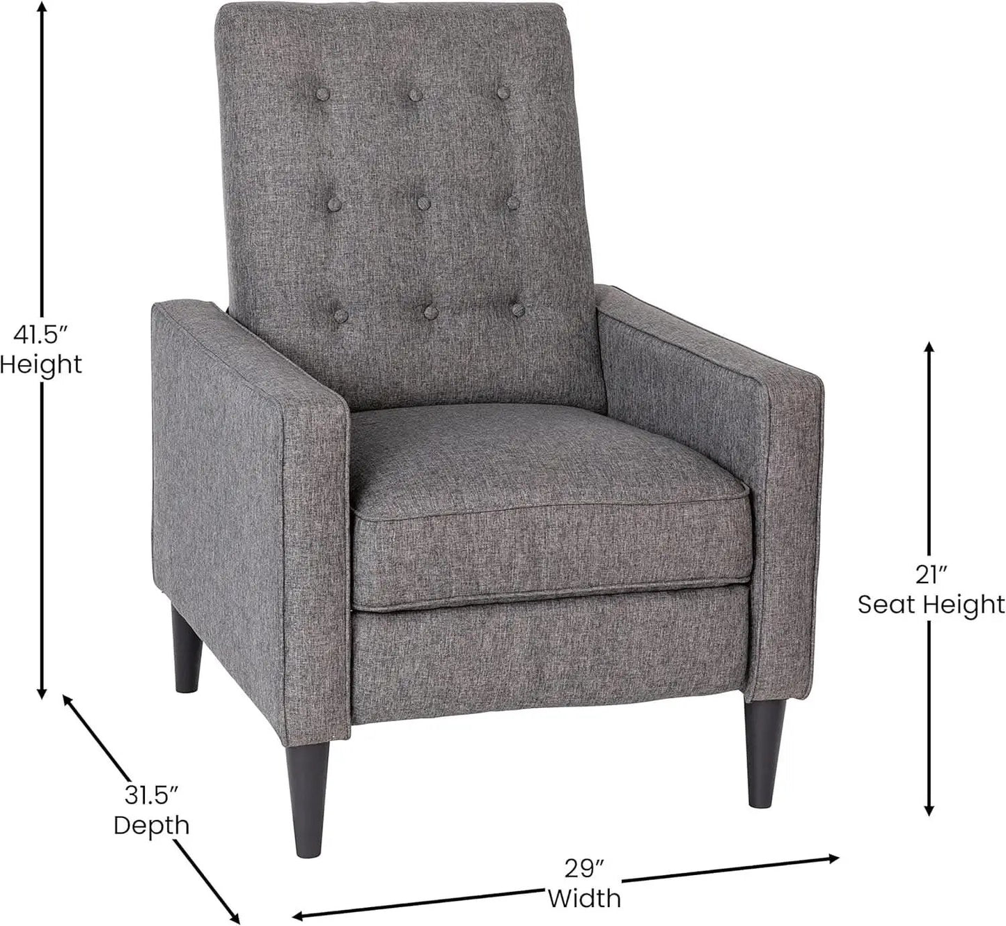 Ezra Pushback Recliner Gray Fabric Mid Century Modern from PriceLows™