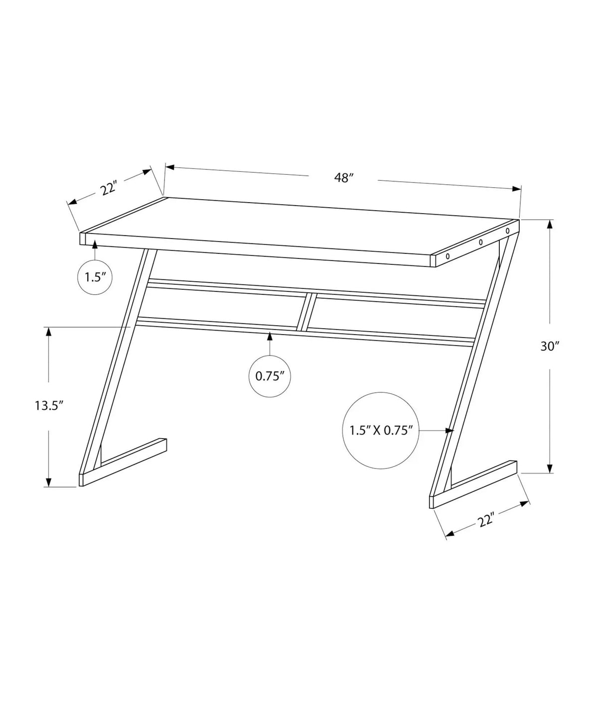 Z-Shaped Base Computer Desk | 48 Inch Width | Laminated Top | Chic Modern Design