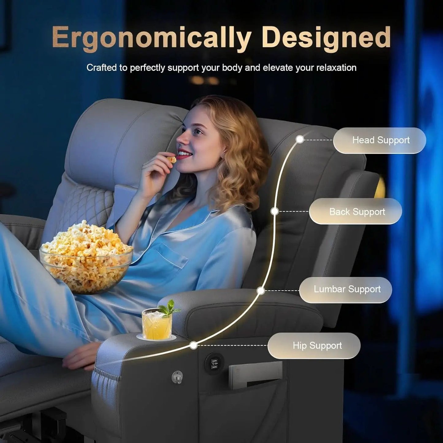 Two Seat Reclining Loveseat With Center Console USB Ports from PriceLows™