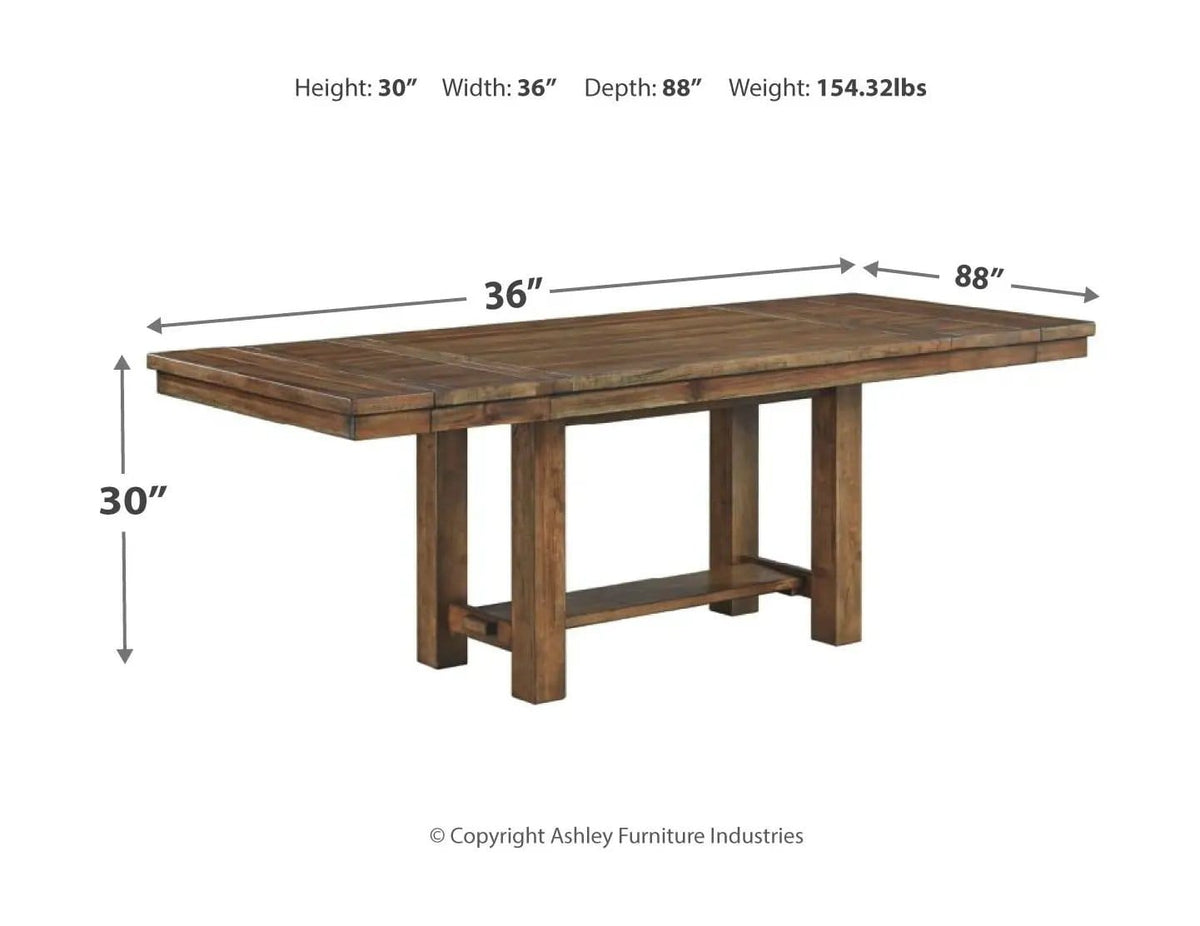 Moriville Rectangular Dining Table Set | 5 Piece Dining Room Set | Rubberwood | Dining Room