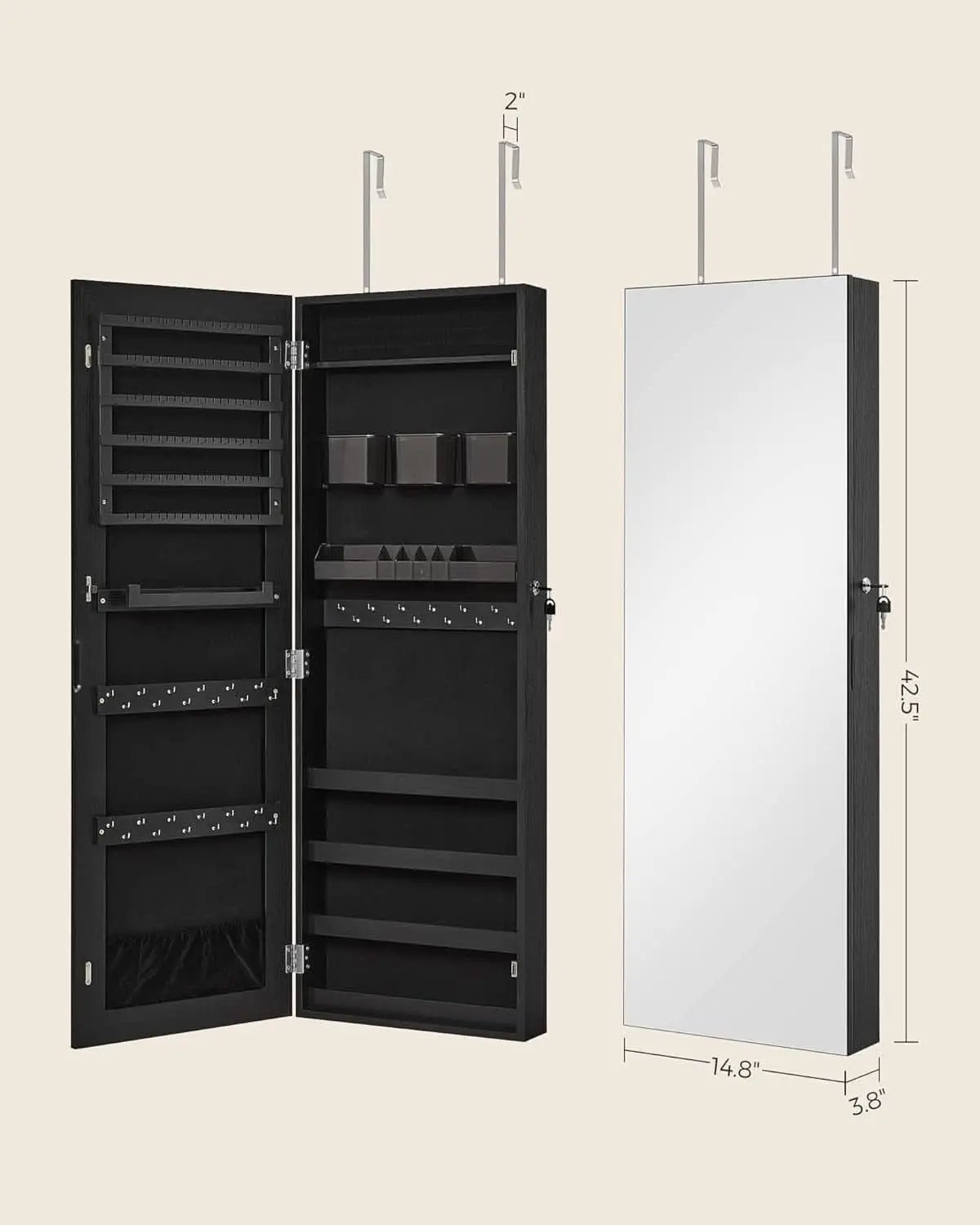 Mirror Jewelry Cabinet Armoire Wall Mounted Lockable from PriceLows™