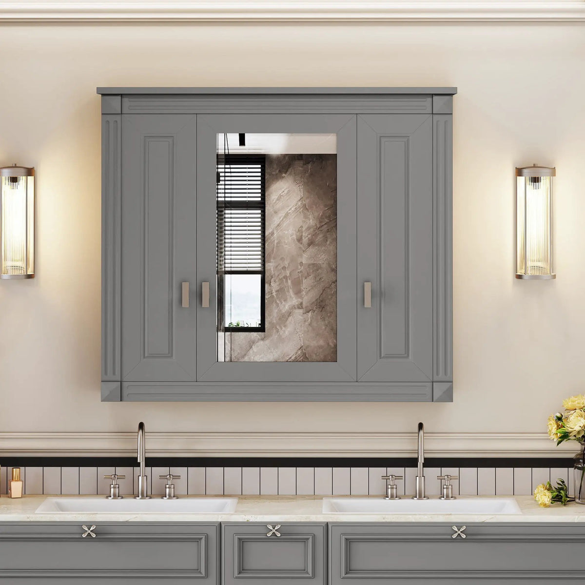 Wall Mounted Bathroom Cabinet | Mirror | 5 Shelves | Rectangular Design