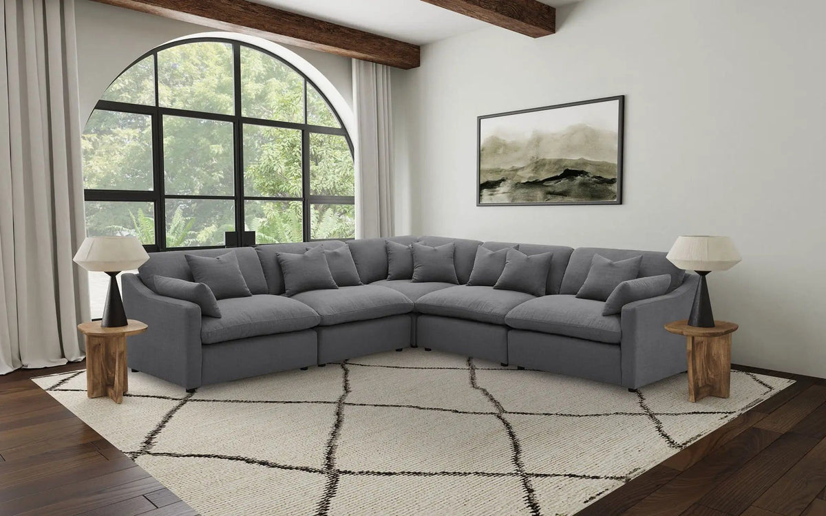 Hobson 5-piece Upholstered Modular Sectional Sofa | 5-Piece Set | Fabric | Charcoal