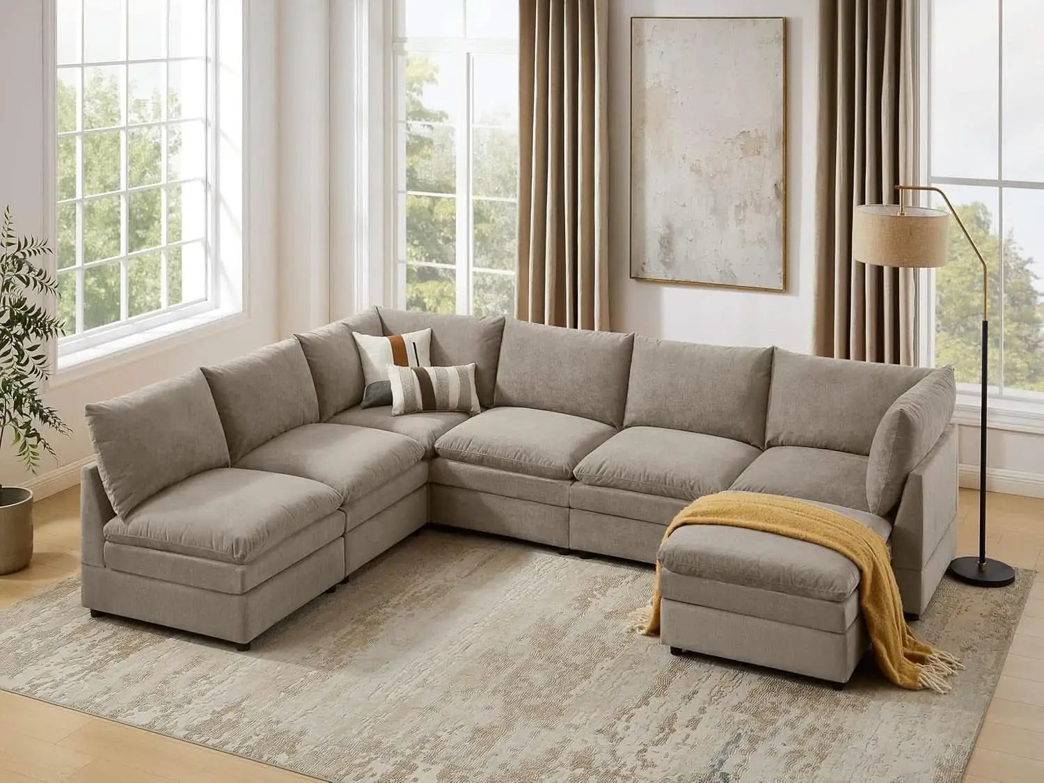 127 Inch Taupe Contemporary Modular Sectional Sofa from PriceLows™