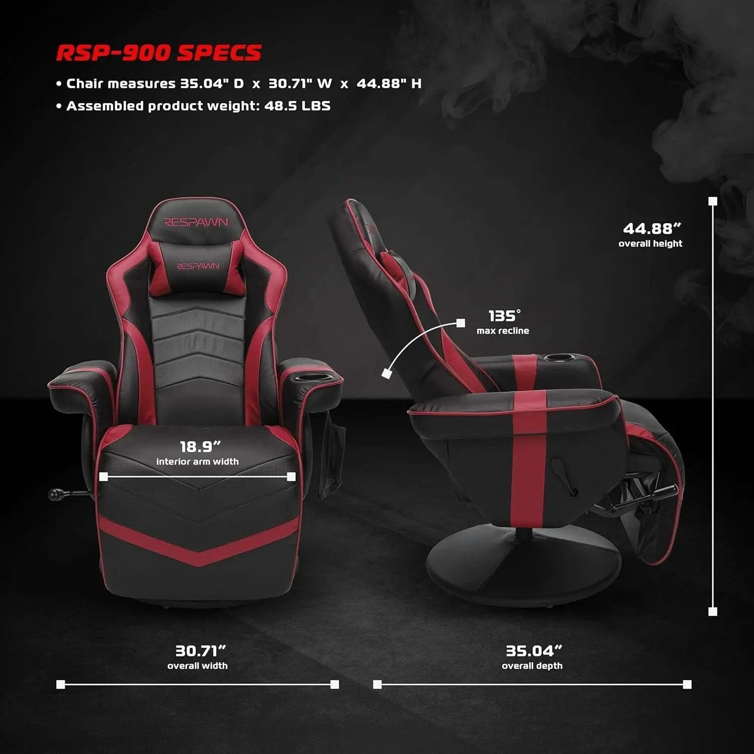 900 Gaming Recliner Red With Adjustable Leg Rest Cupholder from PriceLows™