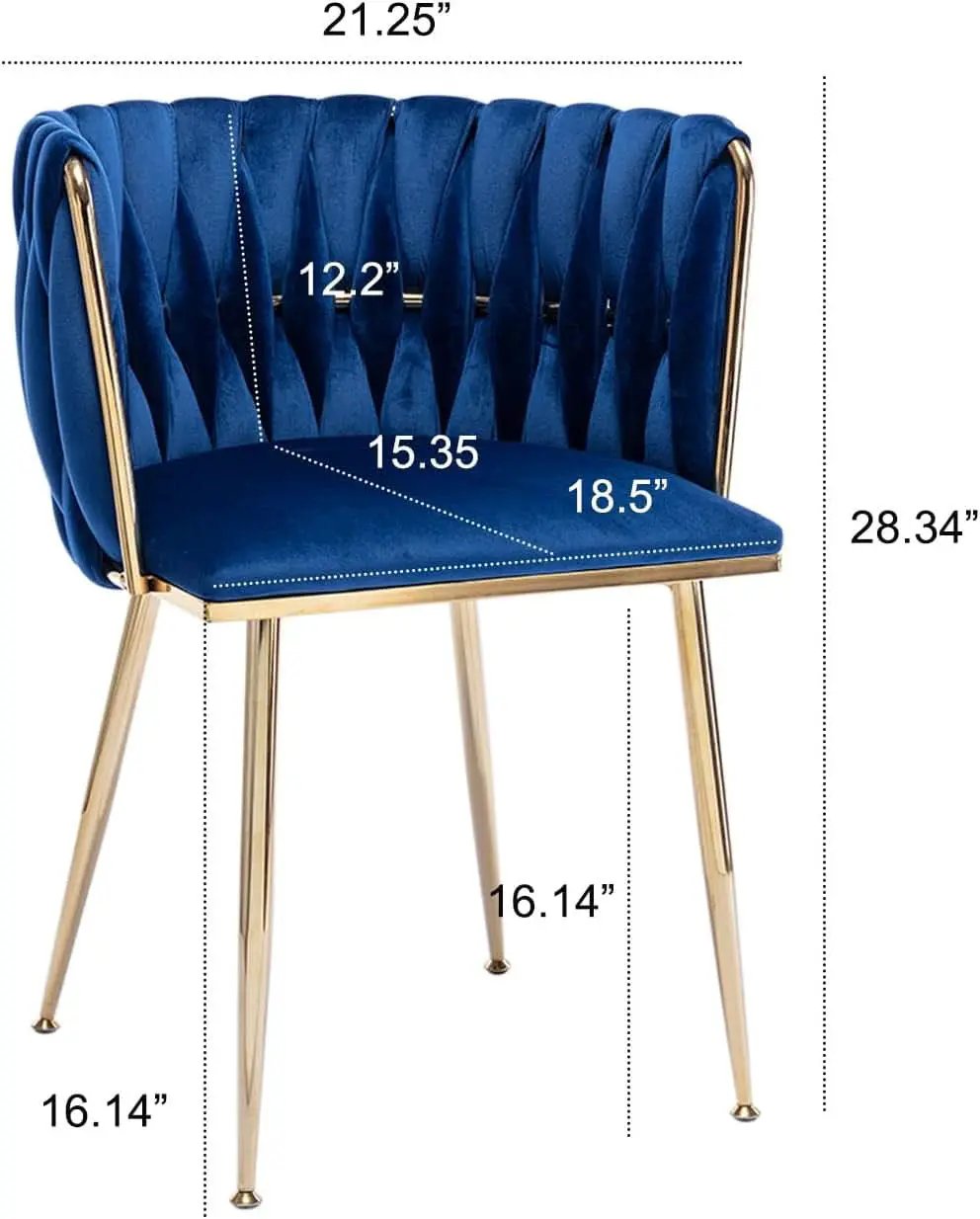 Blue Velvet Modern Dining Chairs Set Of 4 With Gold Legs from PriceLows™