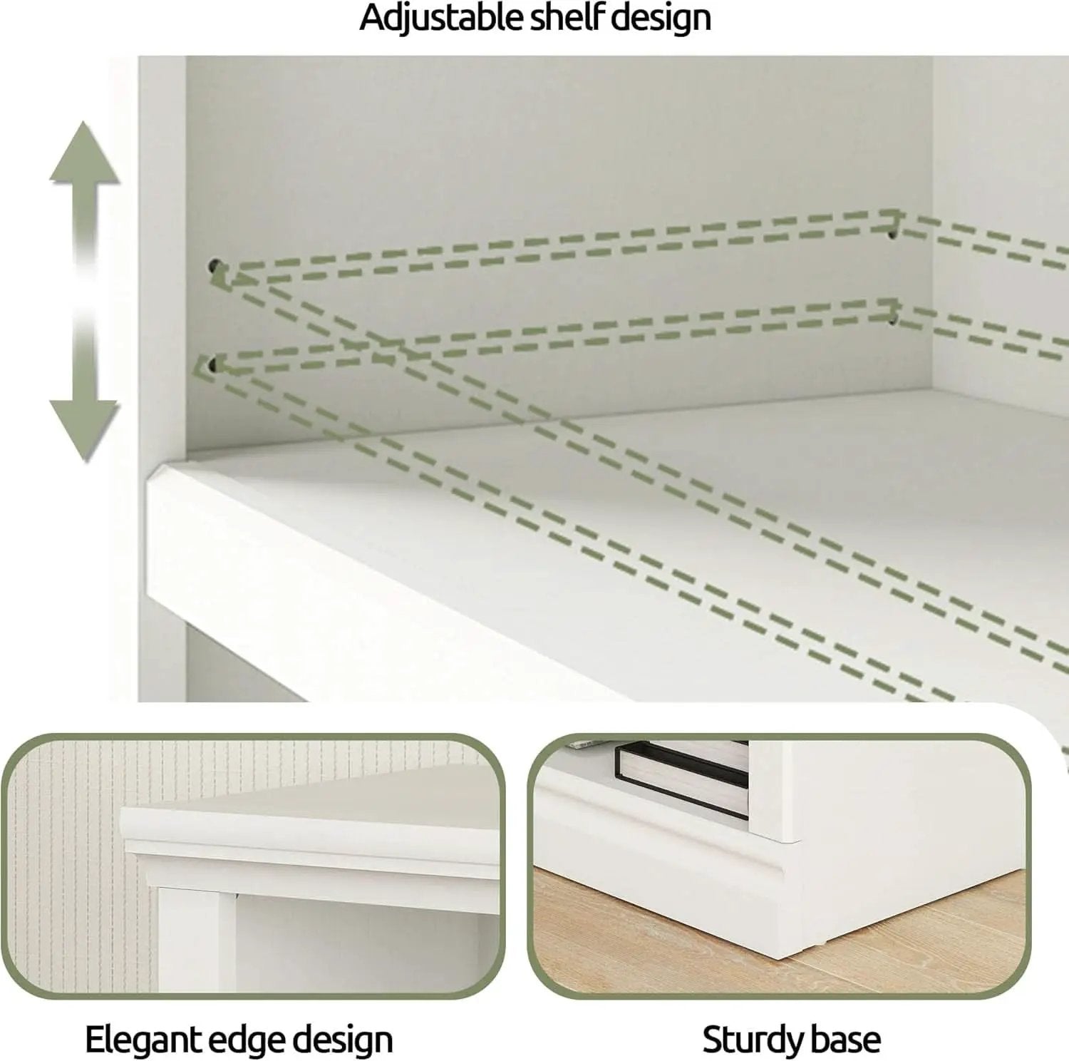 White Double Wide Bookshelf 64 Inch 2 Tier Storage Unit from PriceLows™