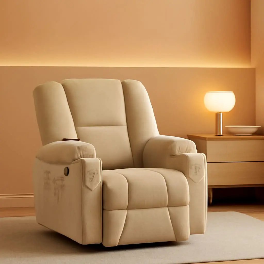 Fabric Electric Recliner Chair With Heat Remote Control from PriceLows™