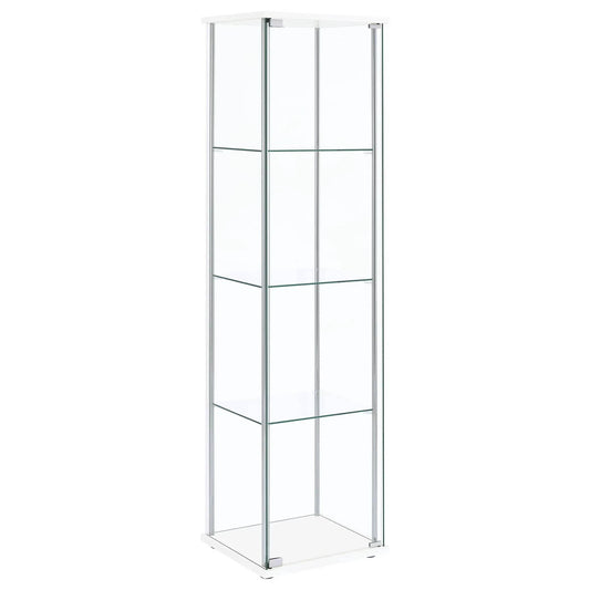 Bellatrix 3-shelf Clear Glass Curio Cabinet | 16.75 x 14.25 x 63.75 in | Engineered Wood & Glass | White
