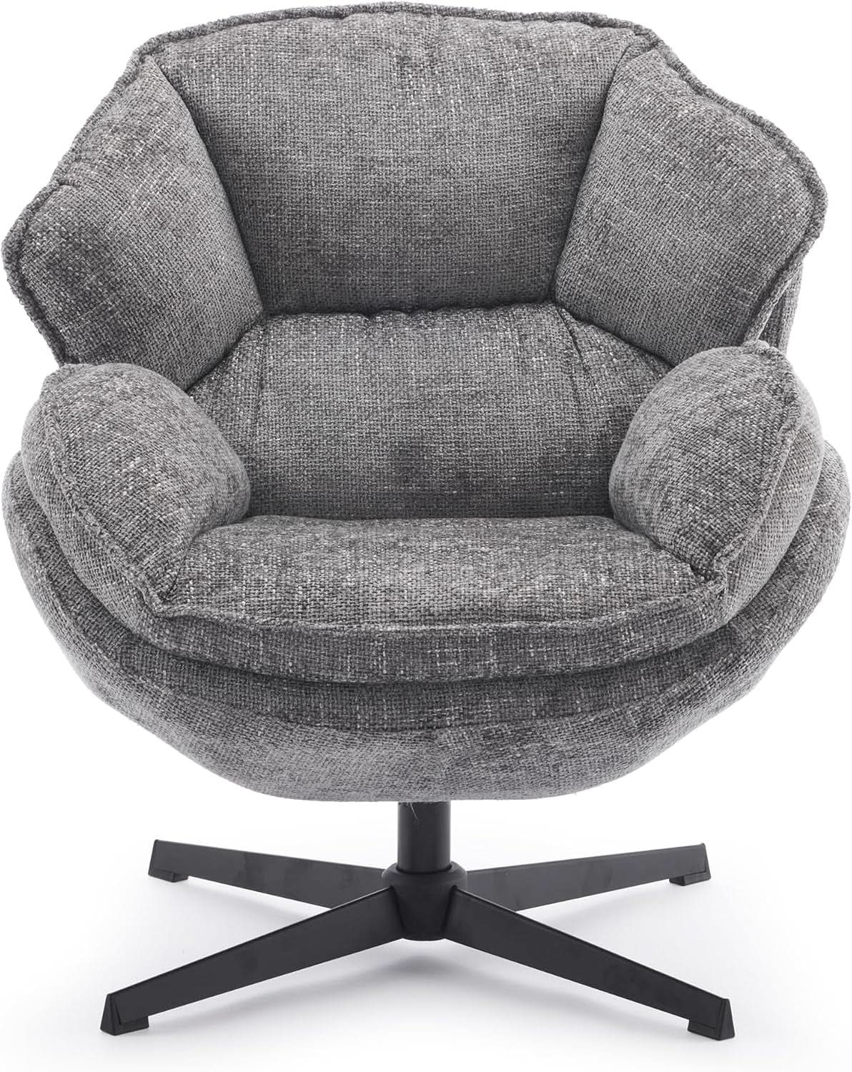 Gray Swivel Upholstered Accent Chair With Metal Legs from PriceLows™