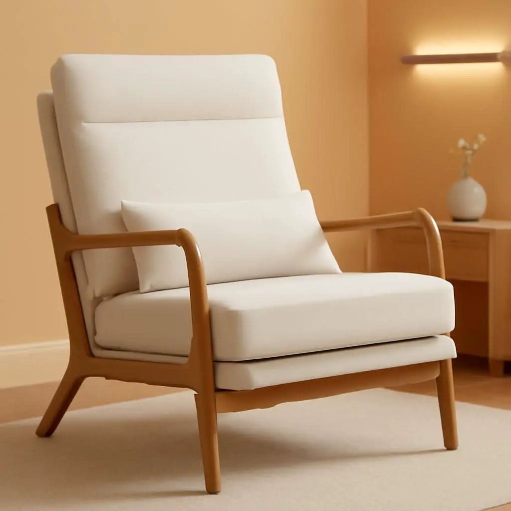 High Back Mid Century Linen Accent Chair For Living Room from PriceLows™