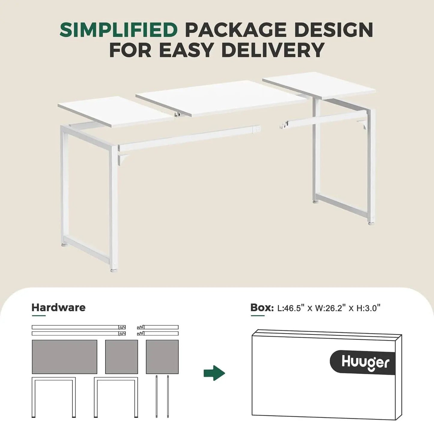 80 Inch White Computer Desk With Storage Metal Frame from PriceLows™