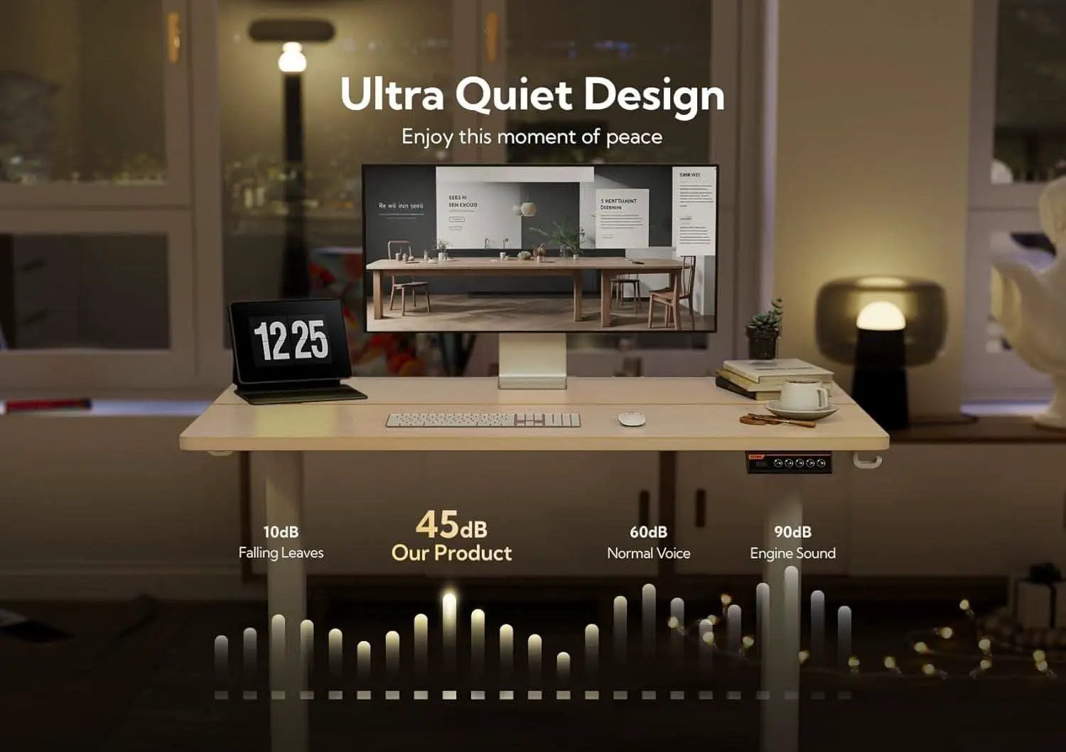 Electric Standing Desk 48X24 Inches White Height Adjustable from PriceLows™
