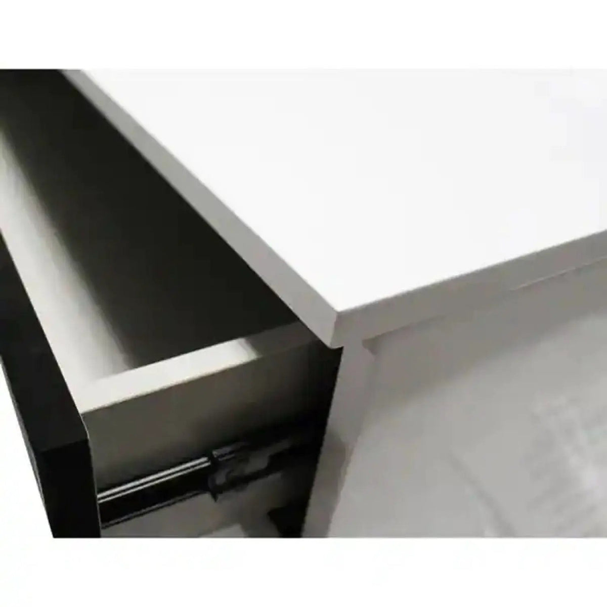 Nightstand | Dual Drawers | High Gloss Finish | White And Black