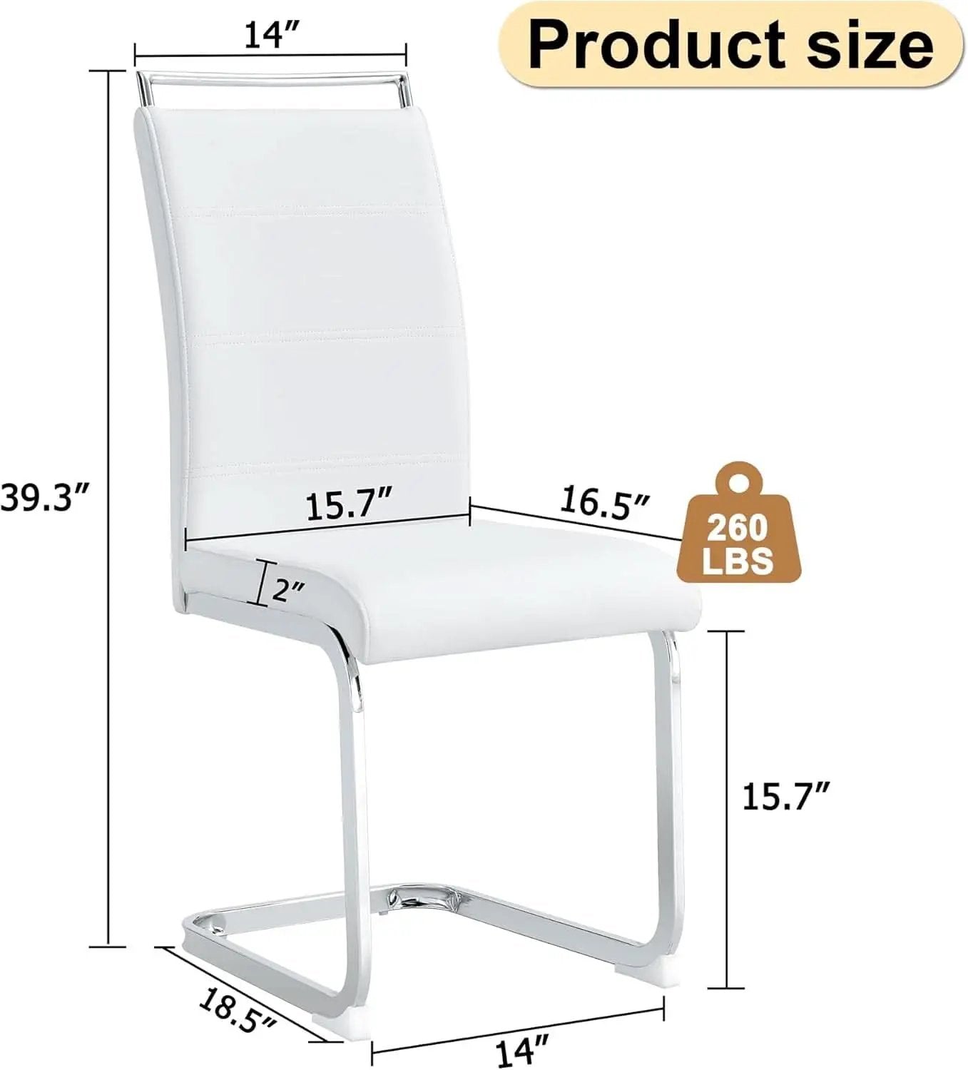 White PU Leather Dining Chair Set High Back Upholstered from PriceLows™