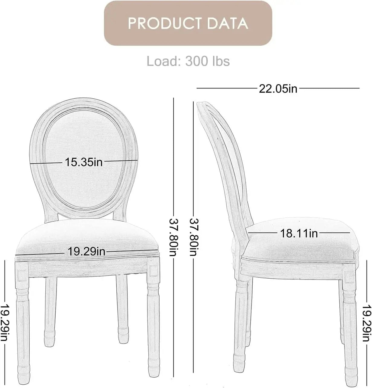French Country Dining Chairs Beige Upholstered Set Of 6 from PriceLows™