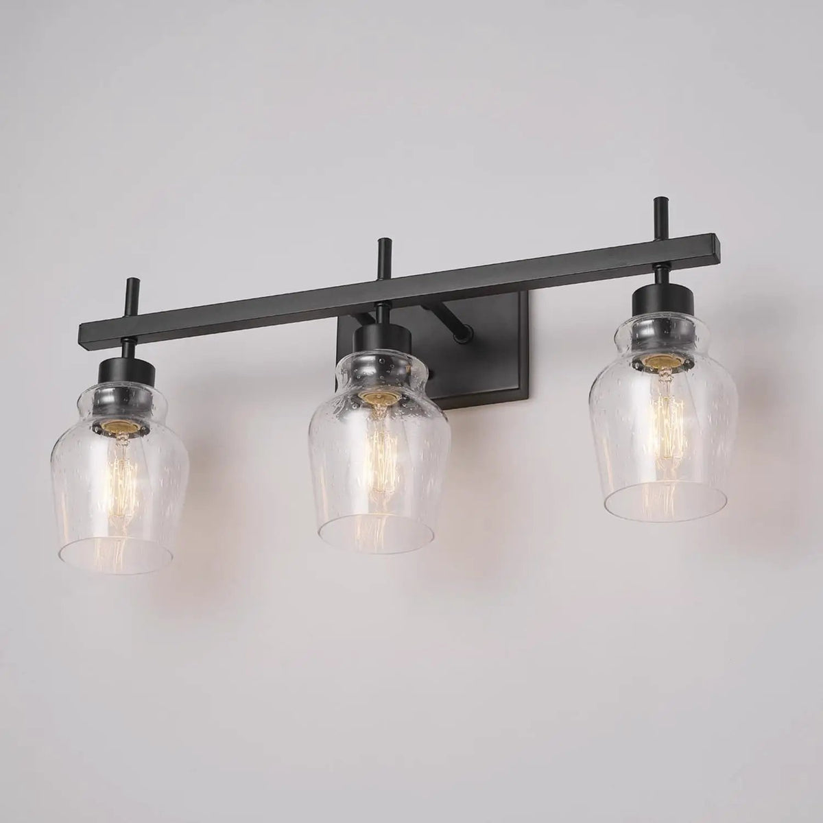 Bathroom Hardware Set | Matte Black | 3 Light Vanity | 5 Piece Kit