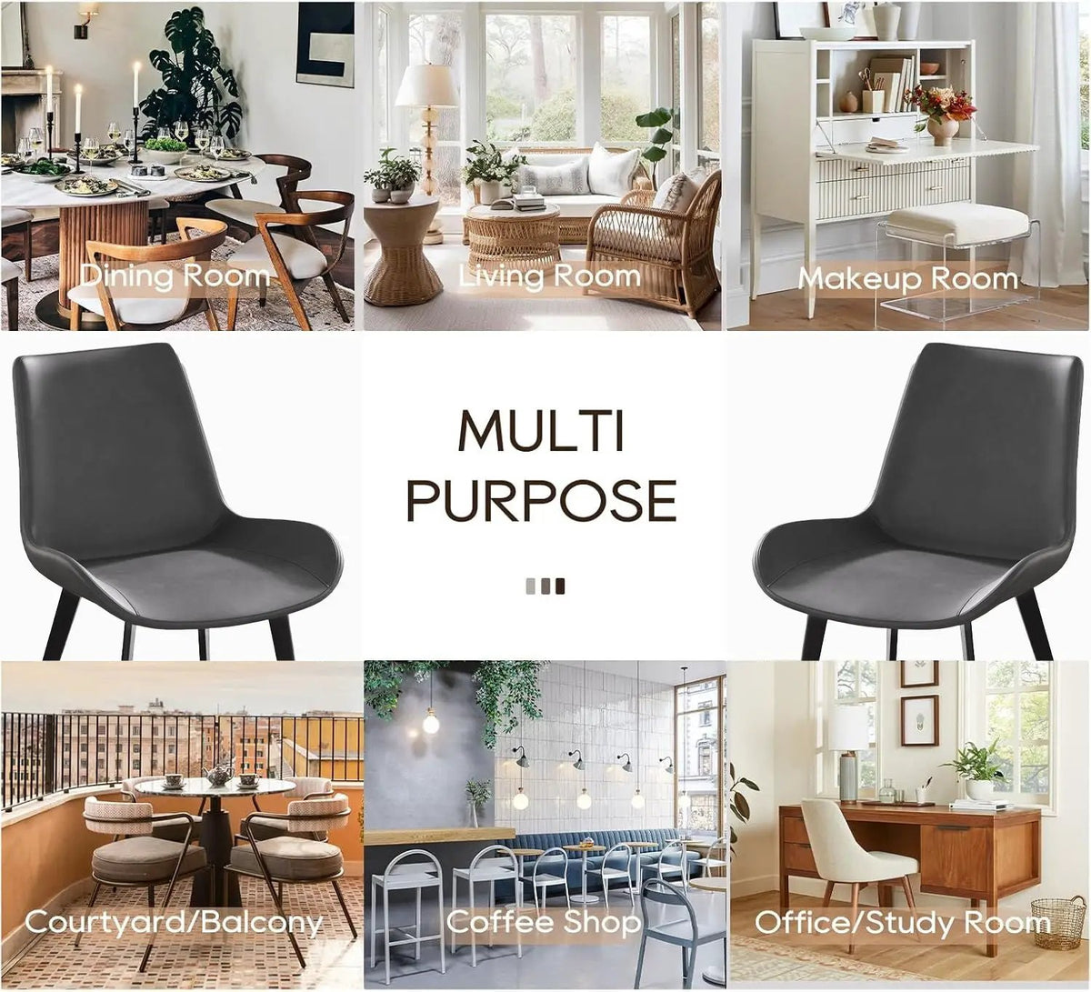 Modern Dining Chairs | Set Of 2 | Metal Legs | Ergonomic Design