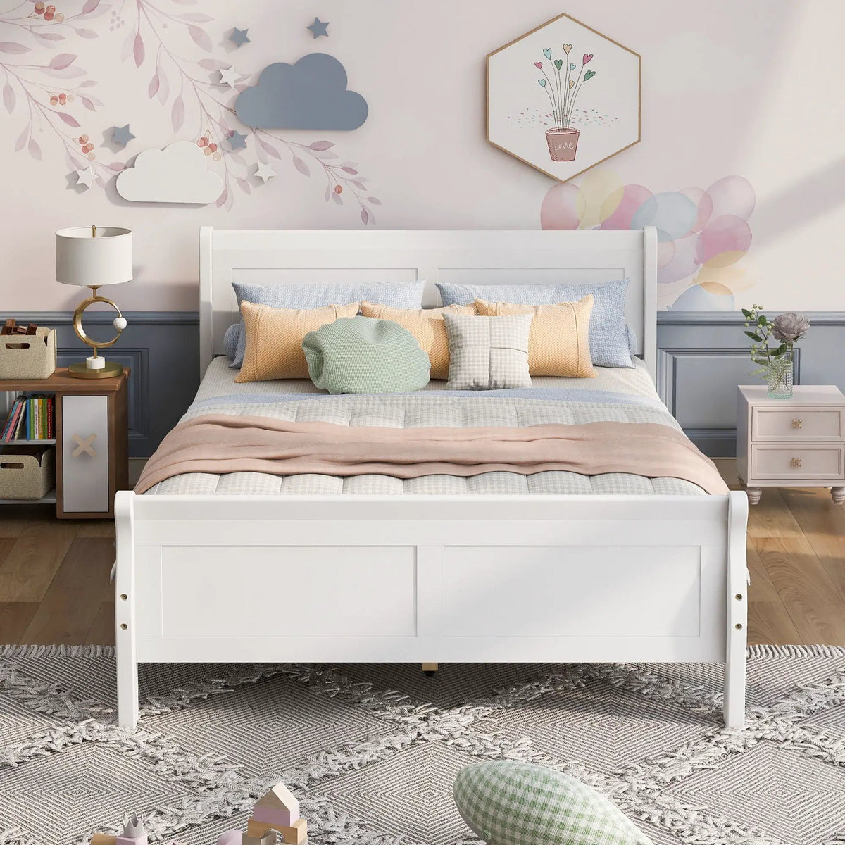 Wood Platform Bed Frame | Headboard Footboard | Wood Slat Support