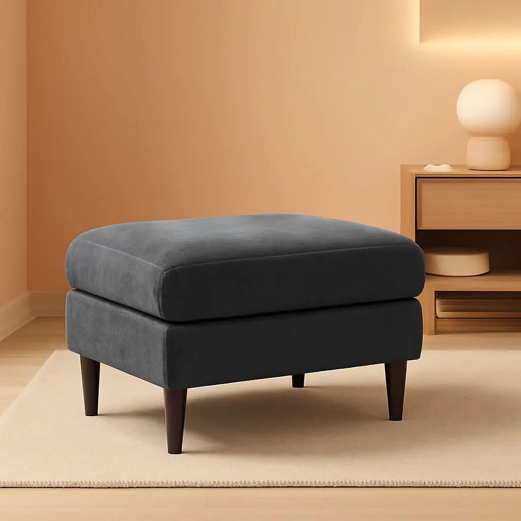 Iron Gray Chenille Reinforced Storage Ottoman Tray from PriceLows™