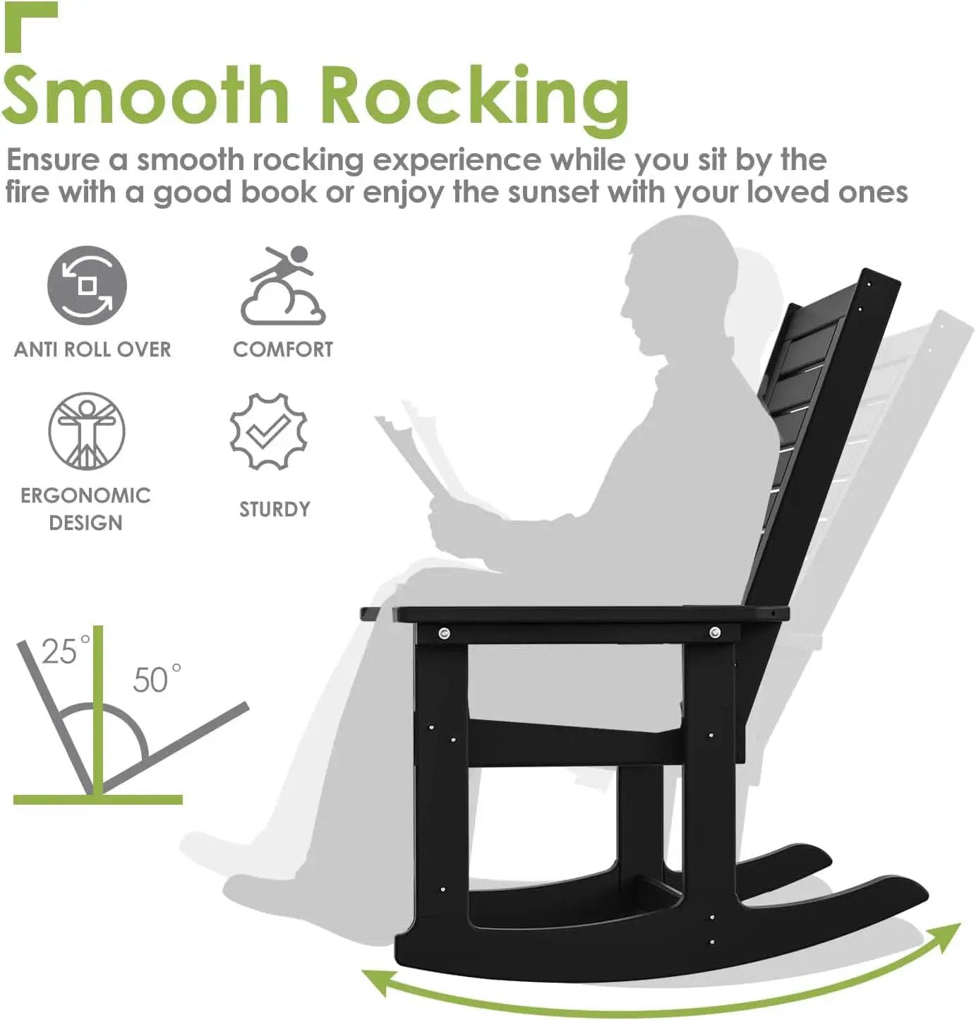 Oversized Outdoor Rocking Chairs Set of Two Black from PriceLows™