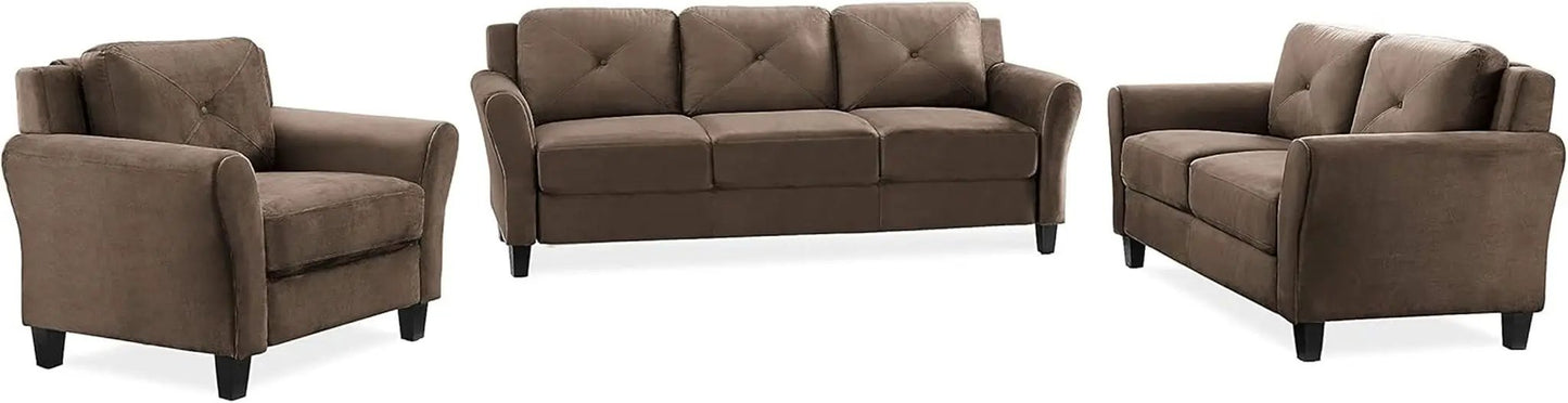 Harrington Microfiber Brown Three Seat Sofa Living Room from PriceLows™