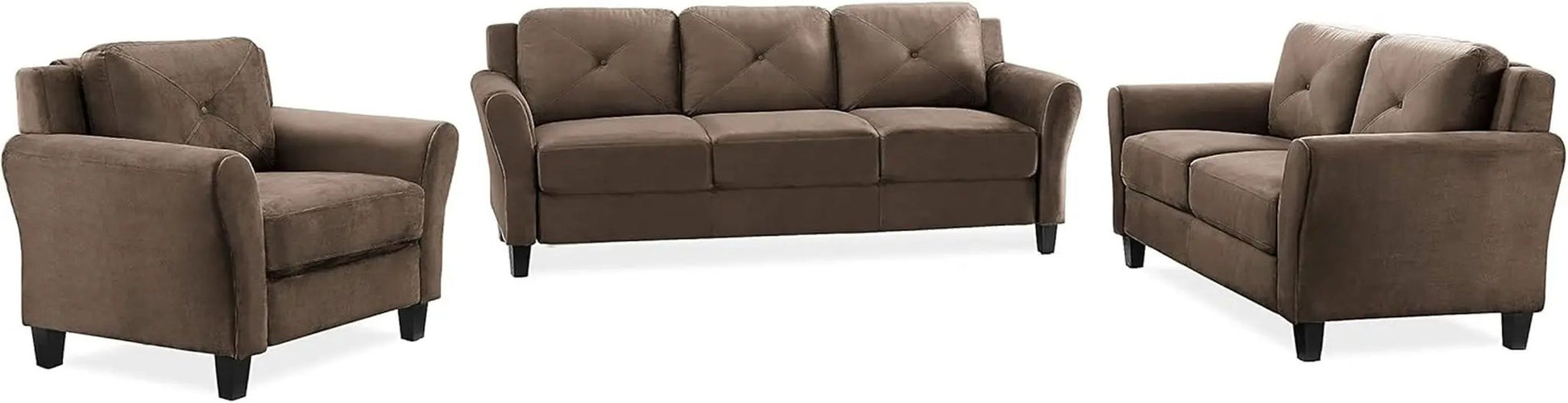 Harrington Microfiber Brown Three Seat Sofa Living Room from PriceLows™