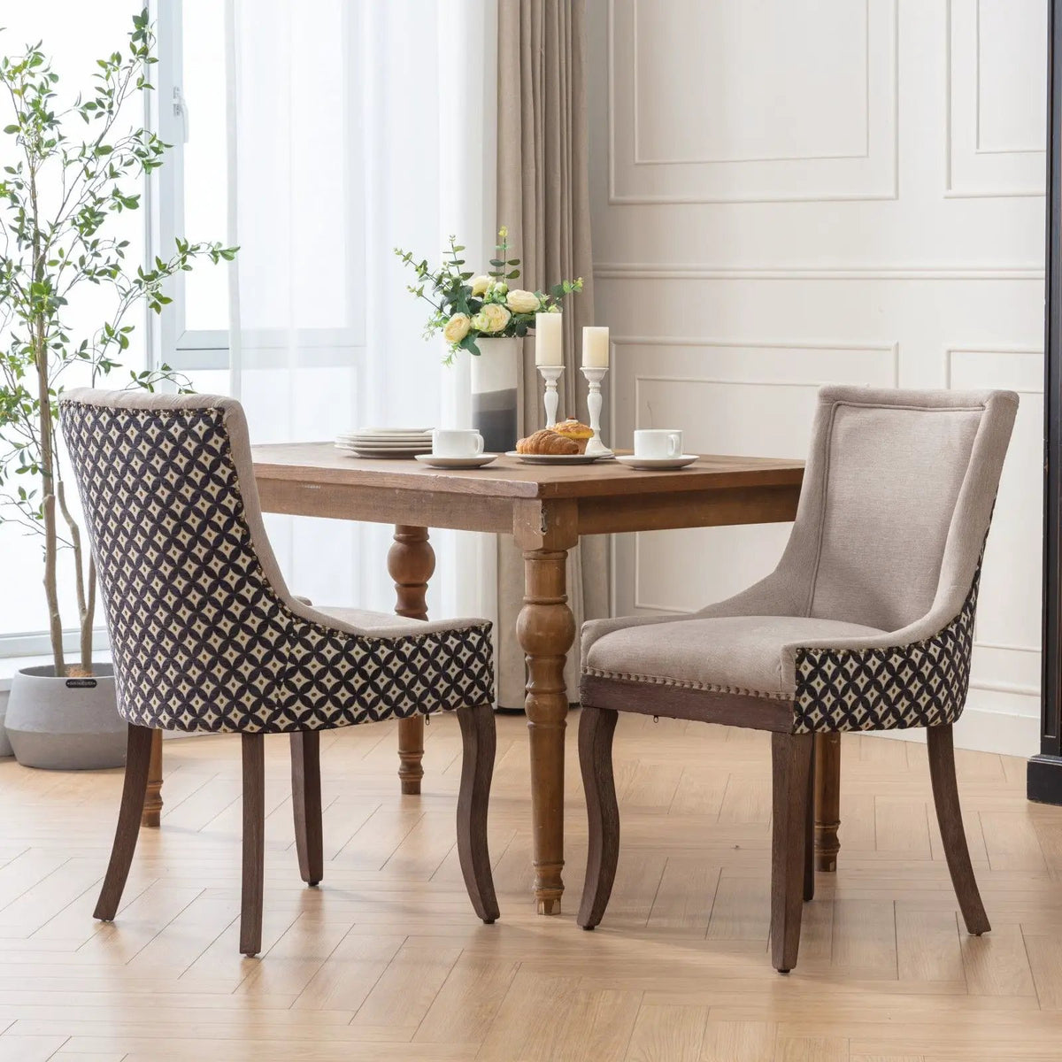 Ultra Side Dining Chairs | Set Of 2 | Luxurious Fabric | Mid-Century Modern Look